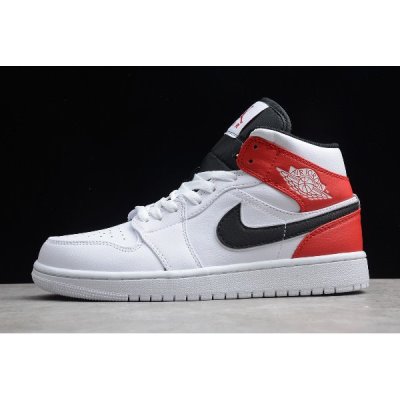 Nike Air Jordan 1 Mid Beyaz / Kırmızı / Siyah Basketbol Ayakkabısı Türkiye - 9Q2C1LG7